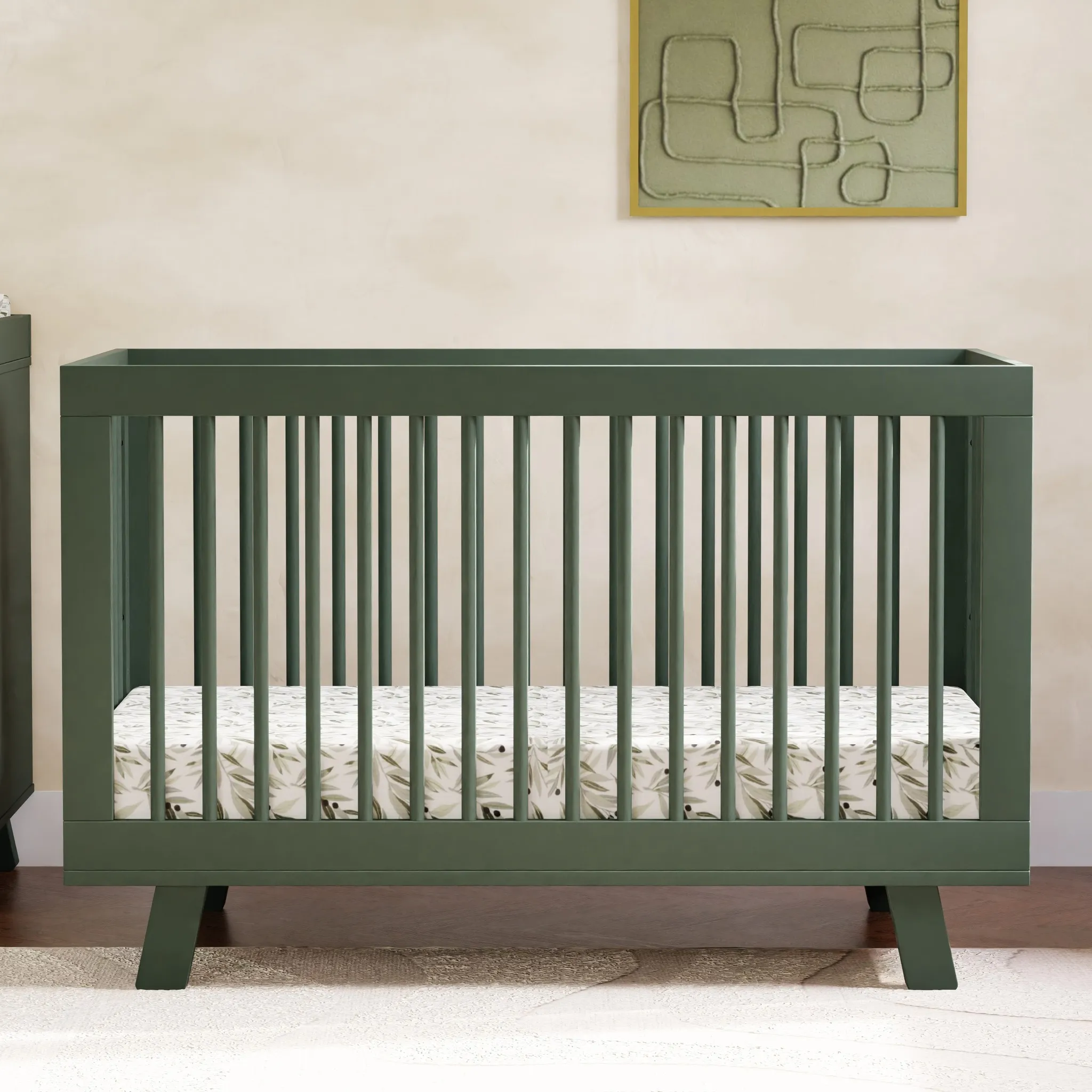 Hudson 3-In-1 Convertible Crib with Toddler Bed Conversion Kit - Forest Green - Kaedas