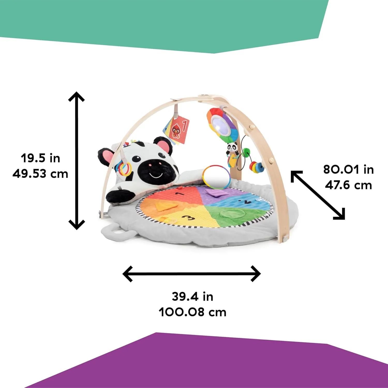 Baby Einstein Zen's Activity Milestones Plush Gym with Wooden Bar - Kaedas