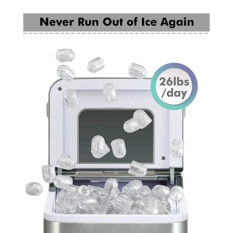 Portable Countertop Ice Maker Machine With Scoop-Silver - Kaedas