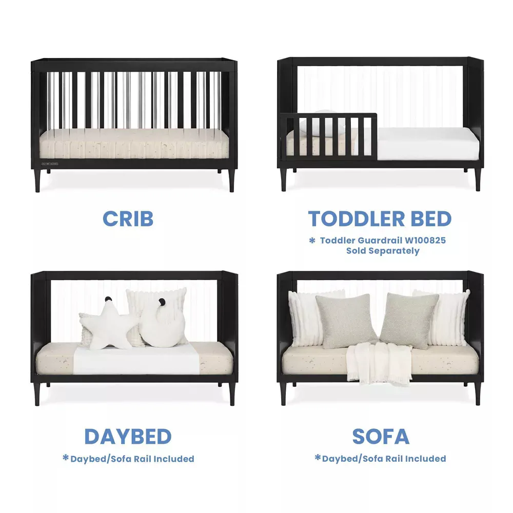 Bowie 4-in-1 Convertible Crib - Greenguard Gold Certified - Black - Kaedas