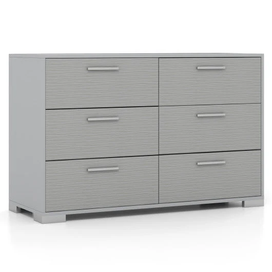 6 Drawer Storage Cabinet With Metal Legs Handles With Anti-Toppling Devices-Grey - Kaedas