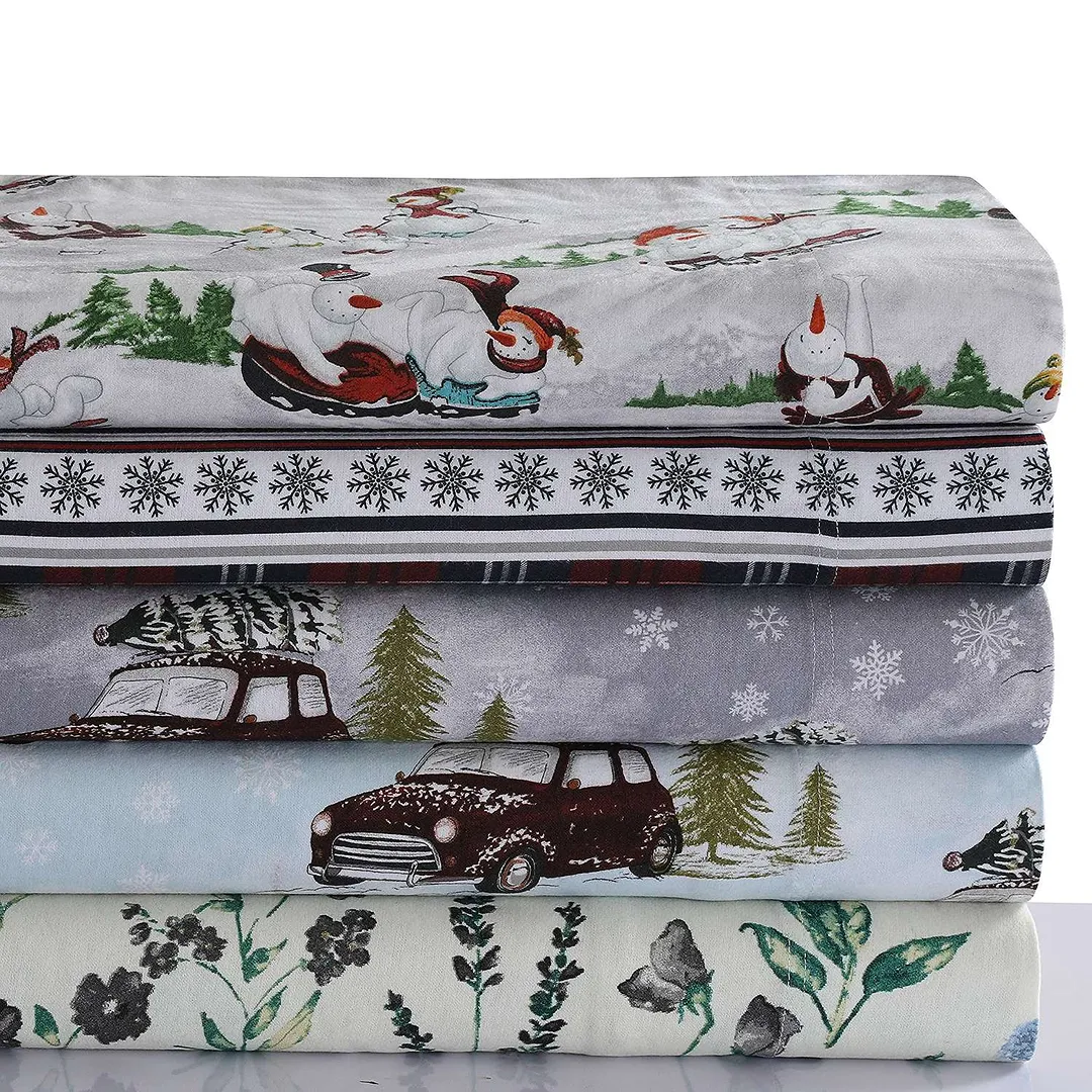 Living Printed Flannel Extra Deep Pocket Sheet Set - Kaedas