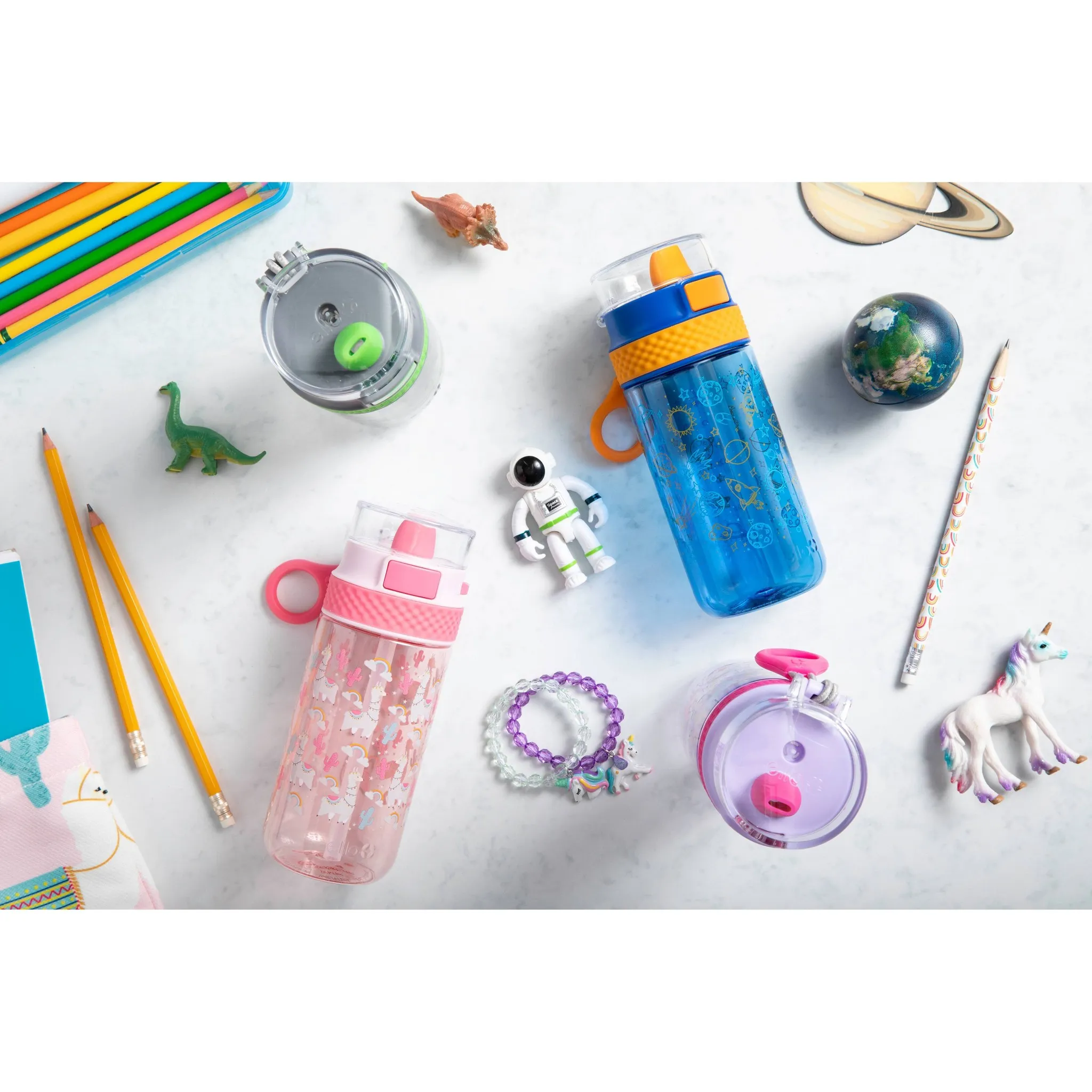 Ello Stratus 16oz Kids' Water Bottles - Gray/Blue, 2-Pack - Kaedas