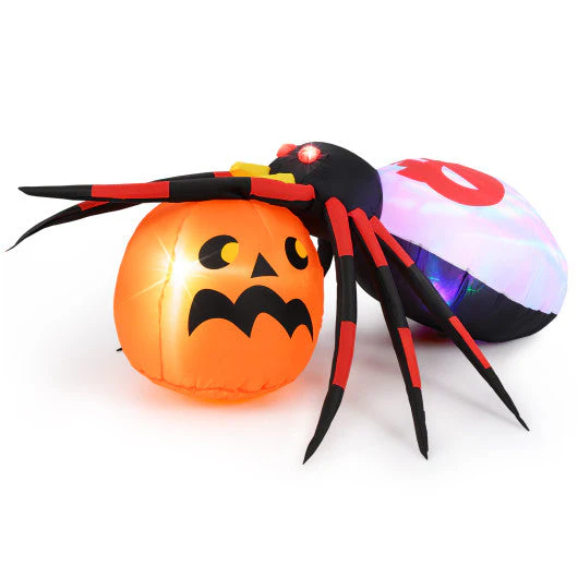 4.9 X 4.6 Feet Inflatable Spider With Pumpkin and Rotating Light - Kaedas