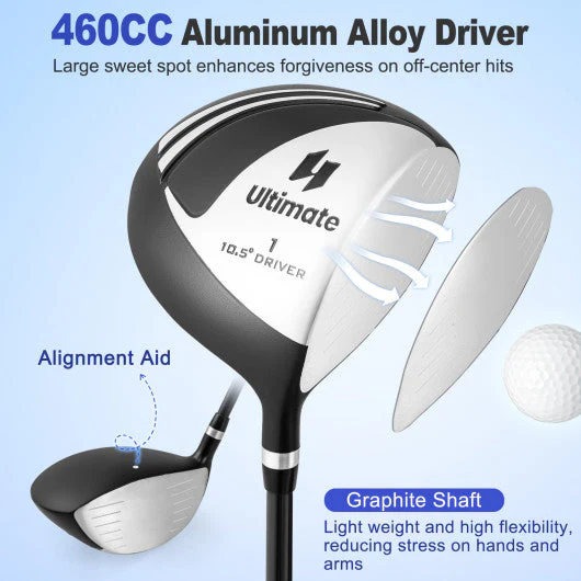 Men¡¯s Profile Complete Golf Club Package Set Includes 10 Pieces-Black - Kaedas