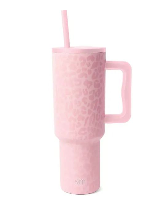40oz Stainless Steel Leopard Lidded Tumbler- Pink (See Description) - Kaedas