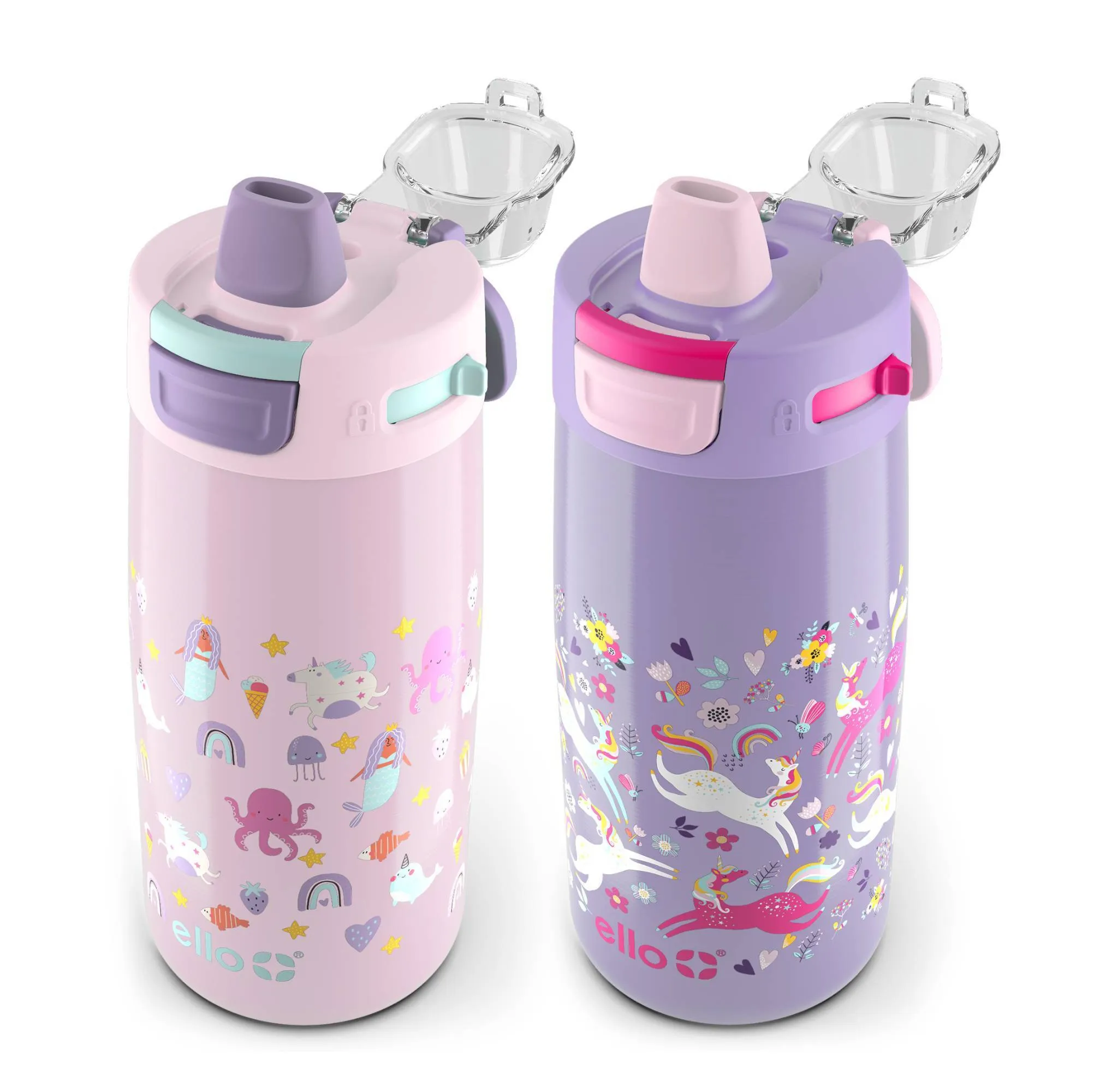 2pk Colby Kids' Stainless Steel 12oz Water Bottles Pink/Purple: Insulated Reusable Toddler Drinkware - Kaedas