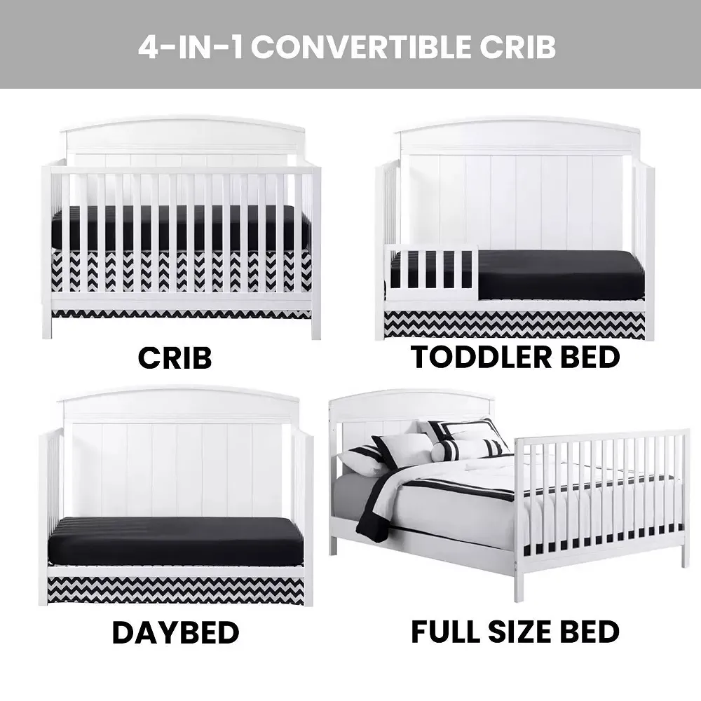 Oxford Baby Baldwin 4-in-1 Convertible Crib - White - Kaedas