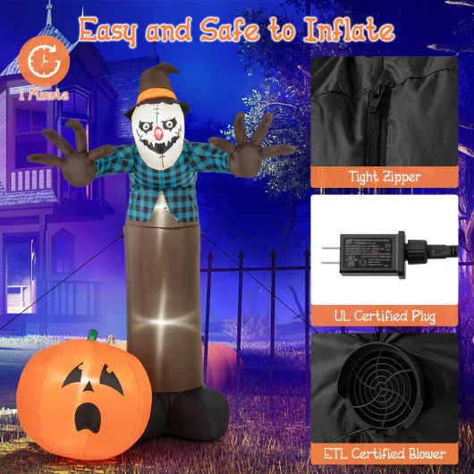 7 FT Inflatable Halloween Haunted Scarecrow Pumpkin Ghost With Built-in LED Lights - Kaedas