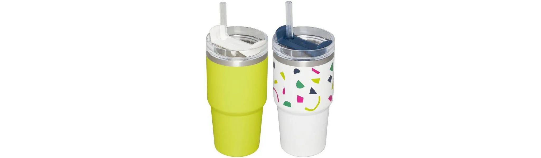 2pk 20oz Stainless Steel H2.0 Flowstate Quencher Tumblers - Abstract Geos/Electric Yellow - Kaedas