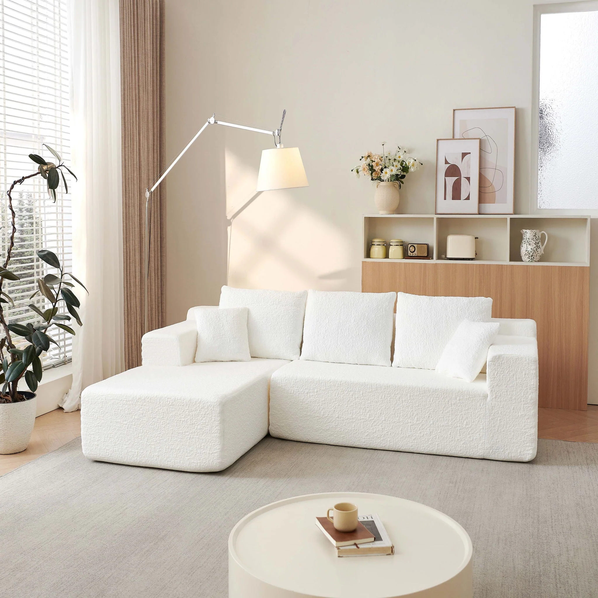 Modular Cloud Sectional Couch With L Shape Chaise - White - Kaedas