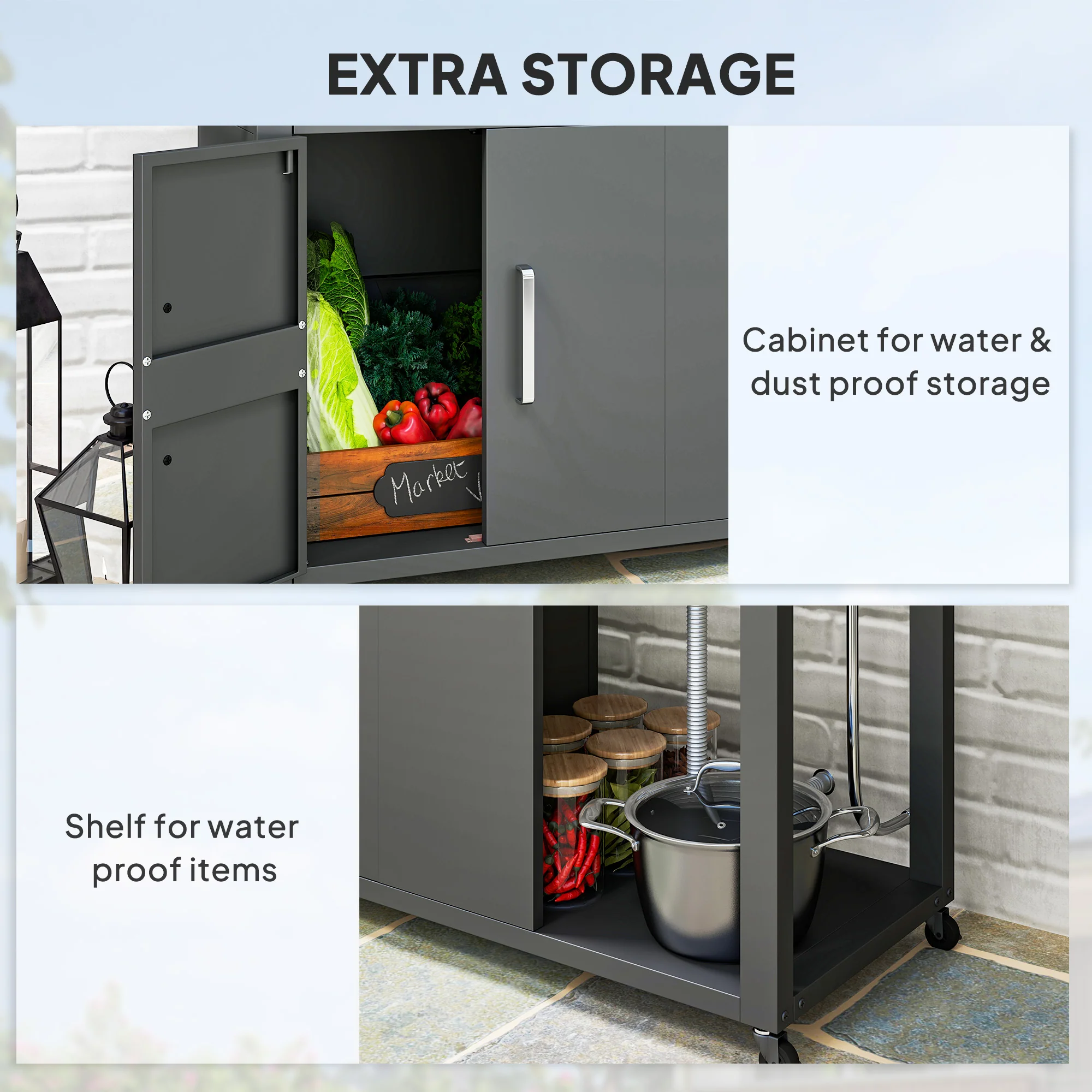 Outsunny Outdoor Grill Table with Stainless Steel Sink and Drainage - Kaedas