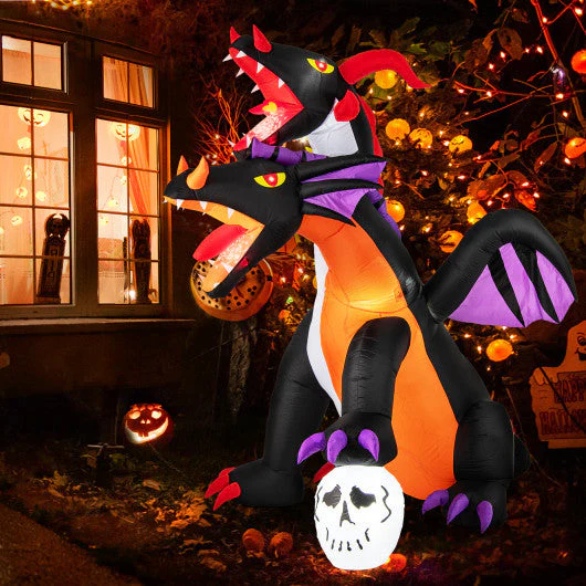 8 Feet Inflatable Twin-Headed Dragon Decoration With Lights - Kaedas