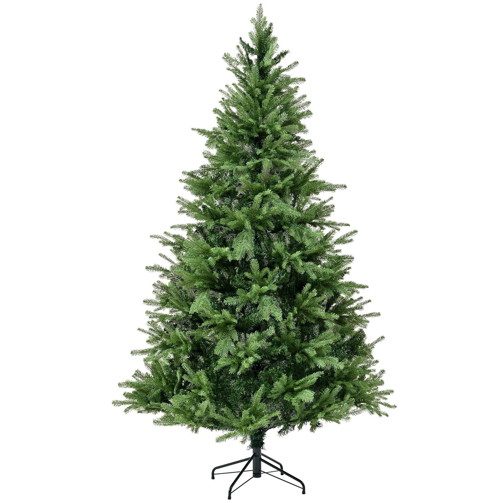 Unlit 7Ft Christmas Tree With Dense Branches, Hinged Design, Realistic Look - Green - Kaedas