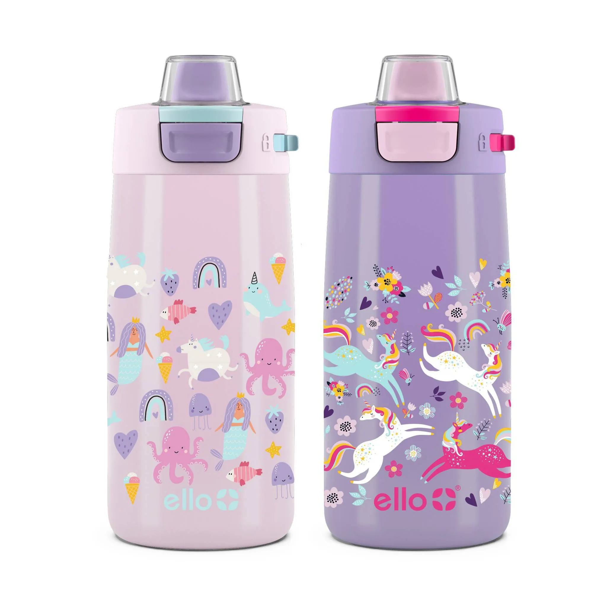 2pk Colby Kids' Stainless Steel 12oz Water Bottles Pink/Purple: Insulated Reusable Toddler Drinkware - Kaedas