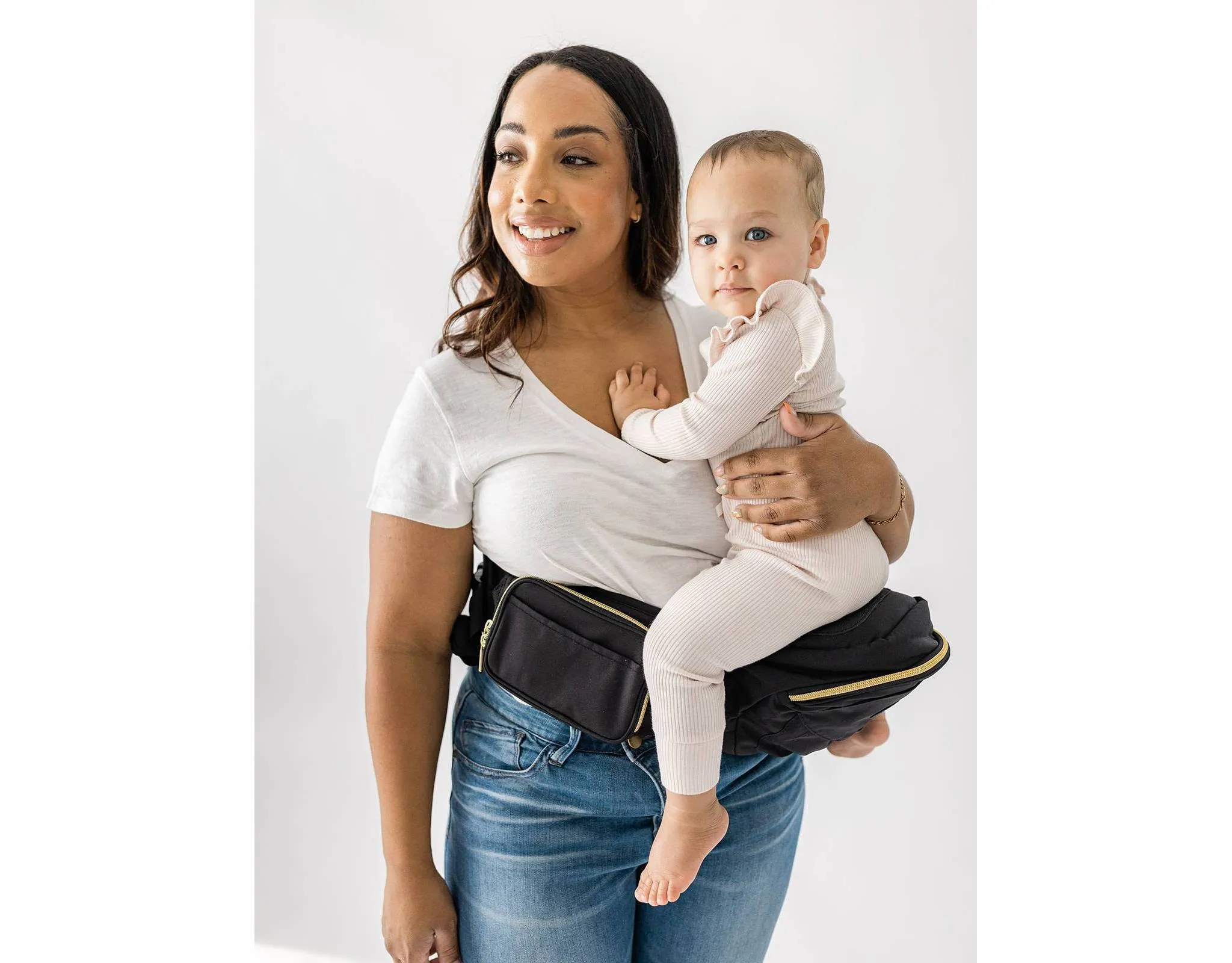 Hip Seat Baby Carrier - Black/Gold - Kaedas