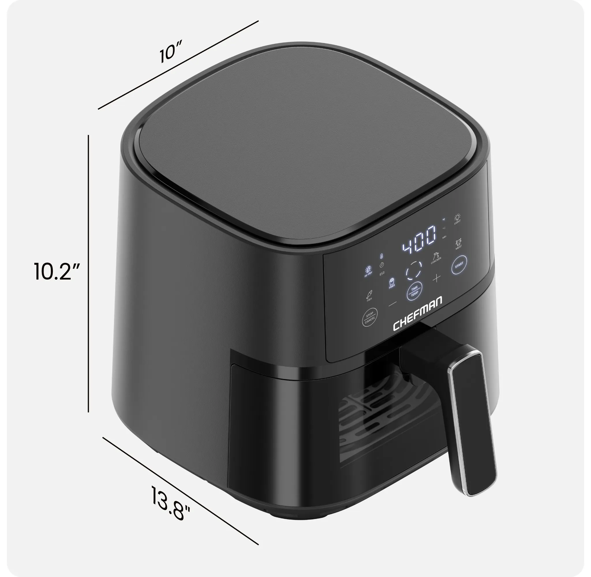 TurboFry Touch 4-Qt Easy-View Air Fryer w/ 4 Cooking Presets and 450F Hi-Fry Button - Black - Kaedas