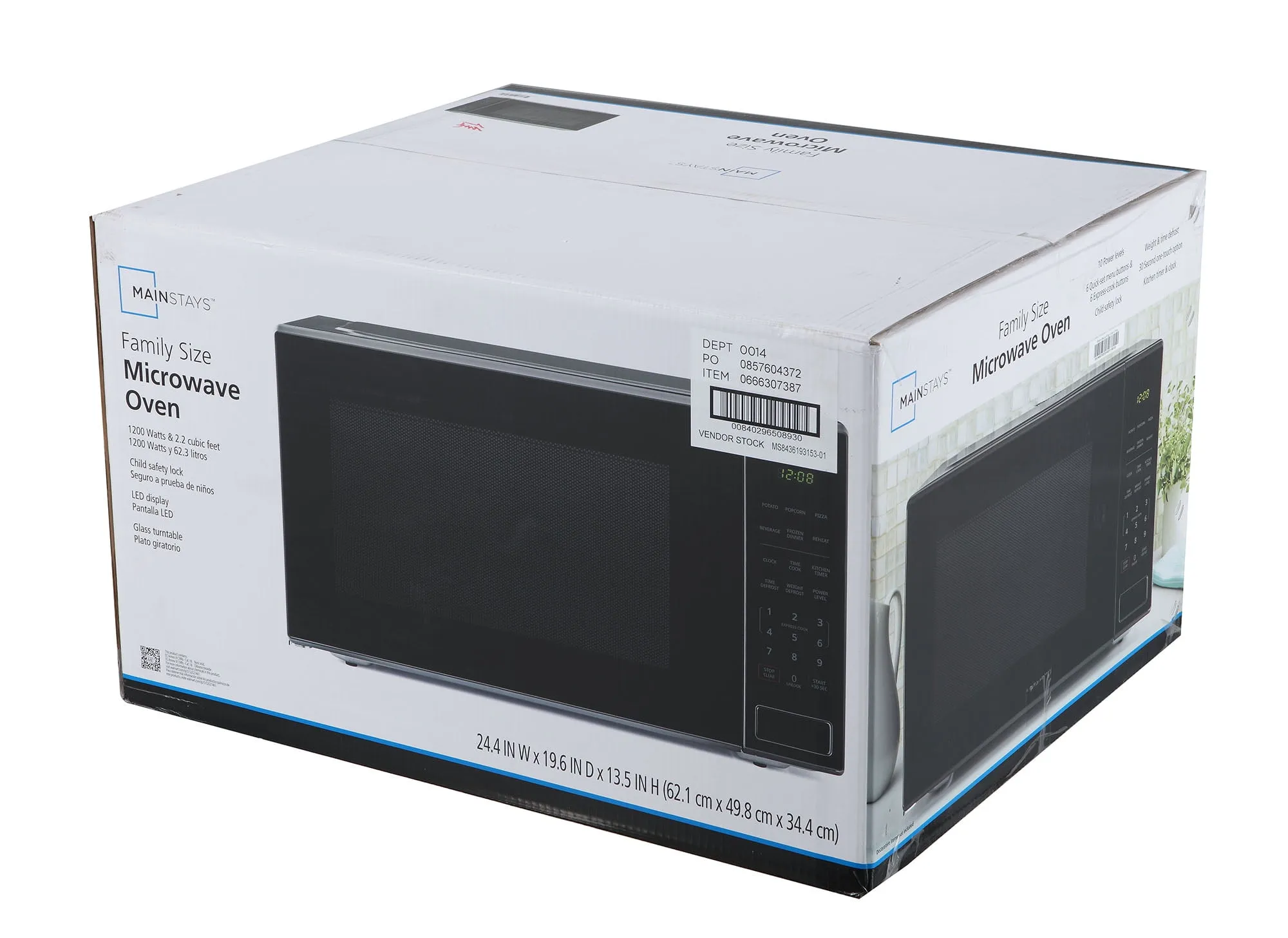 Mainstays 2.2 cu ft Countertop Microwave Oven, Black - Kaedas