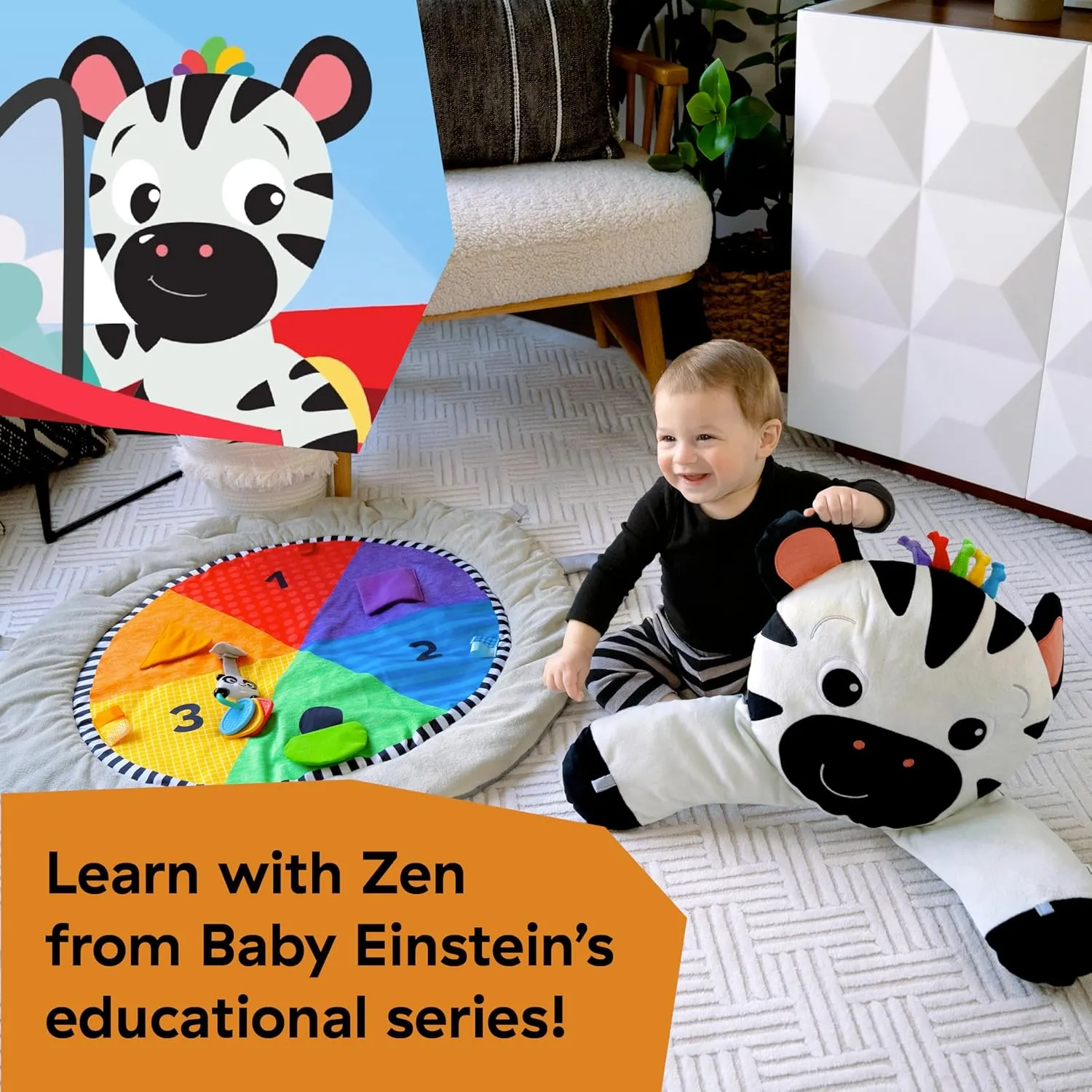 Baby Einstein Zen's Activity Milestones Plush Gym with Wooden Bar - Kaedas