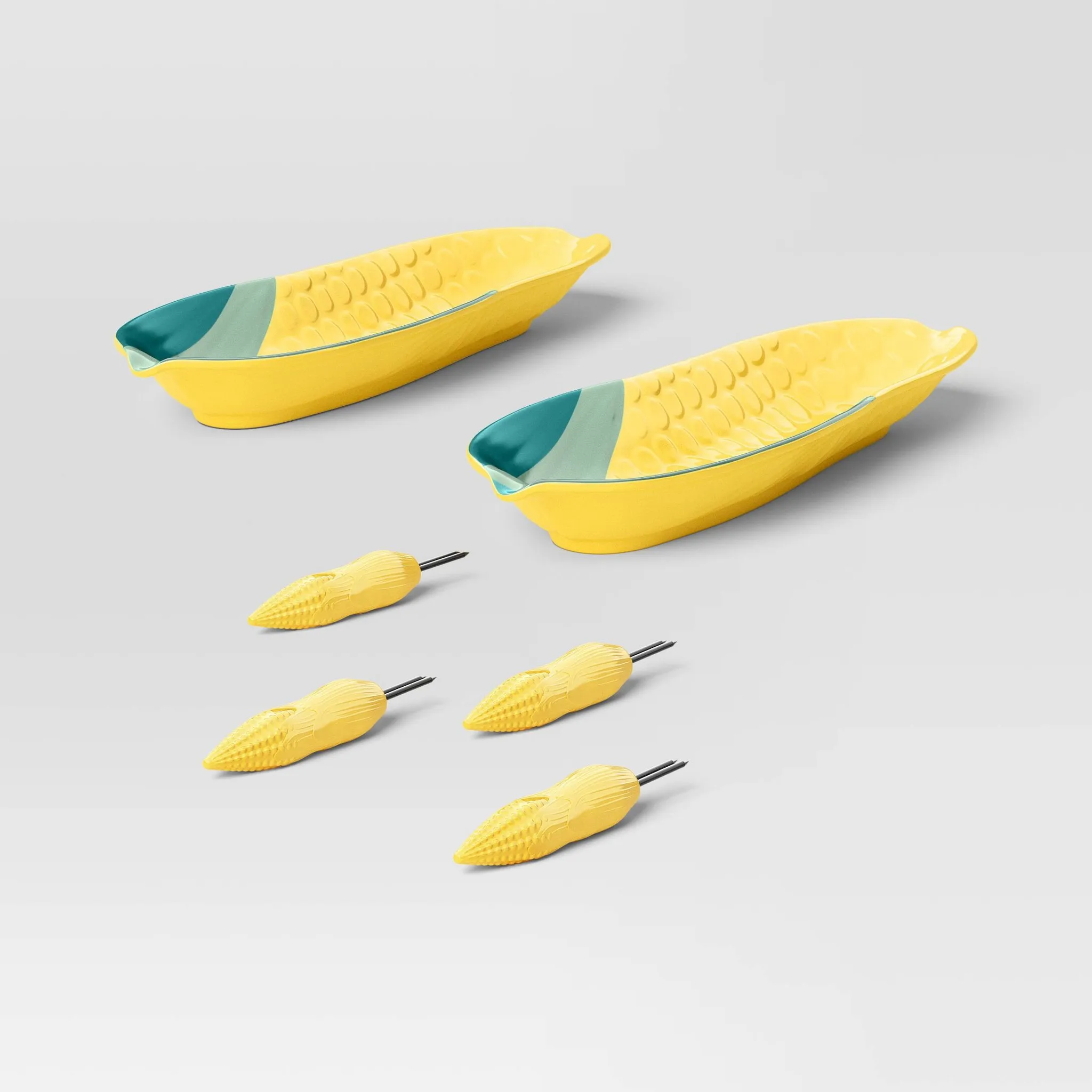 Set of 6 Melamine Corn Dish and Skewers - Kaedas