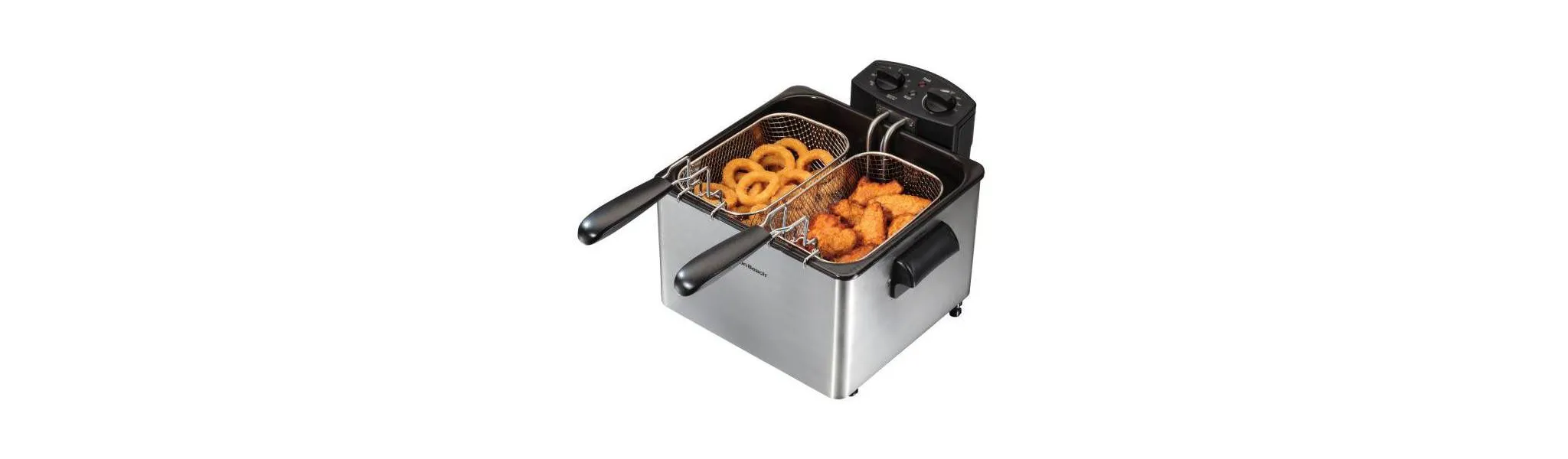 3qt Double Deep Fryer 35036: Electric Oil Fryer, 1800W, Dishwasher-Safe Parts, Cast Aluminum, Gray - Kaedas