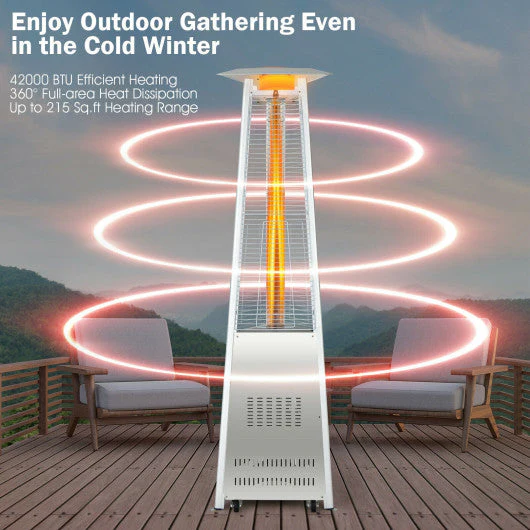 42 000 BTU Stainless Steel Pyramid Patio Heater With Wheels - Kaedas