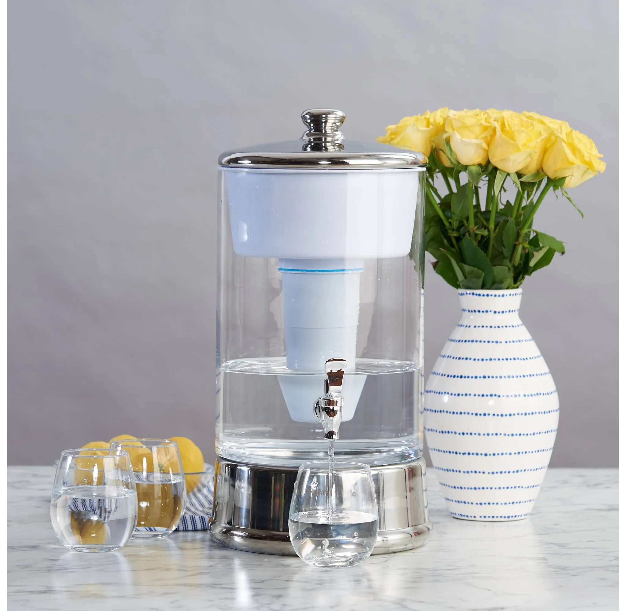 40 Cup Glass Water Pitcher with Ready-Pour + Free Water Quality Meter - Kaedas