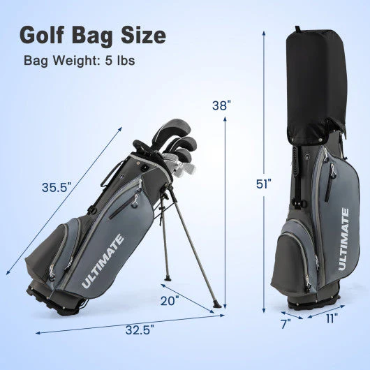 Men¡¯s Profile Complete Golf Club Package Set Includes 10 Pieces-Gray - Kaedas