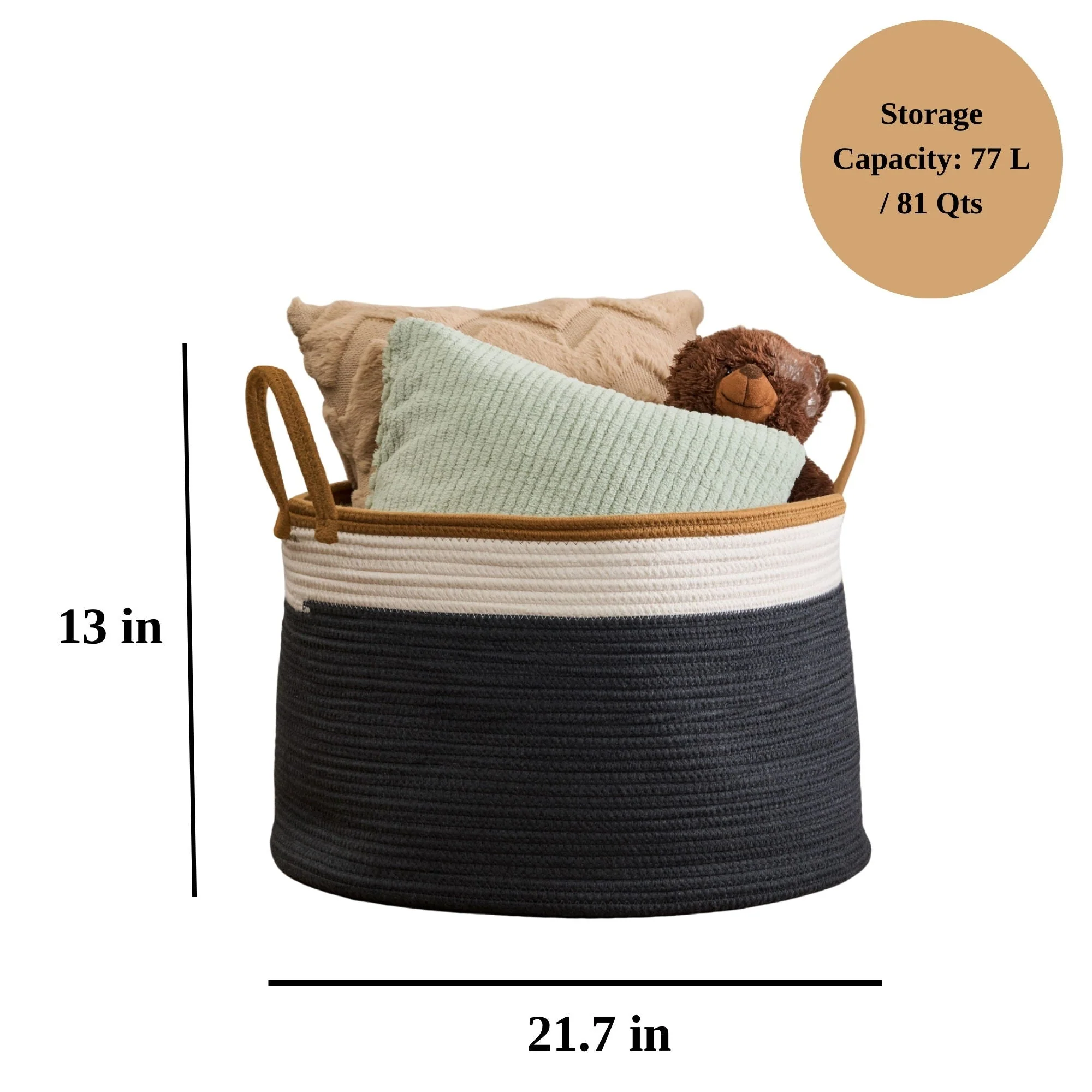 Francis - Cotton Round Laundry and Storage Basket - Kaedas