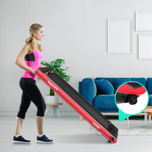 2.25HP 2 in 1 Folding Treadmill With APP Speaker Remote Control-Red - Kaedas