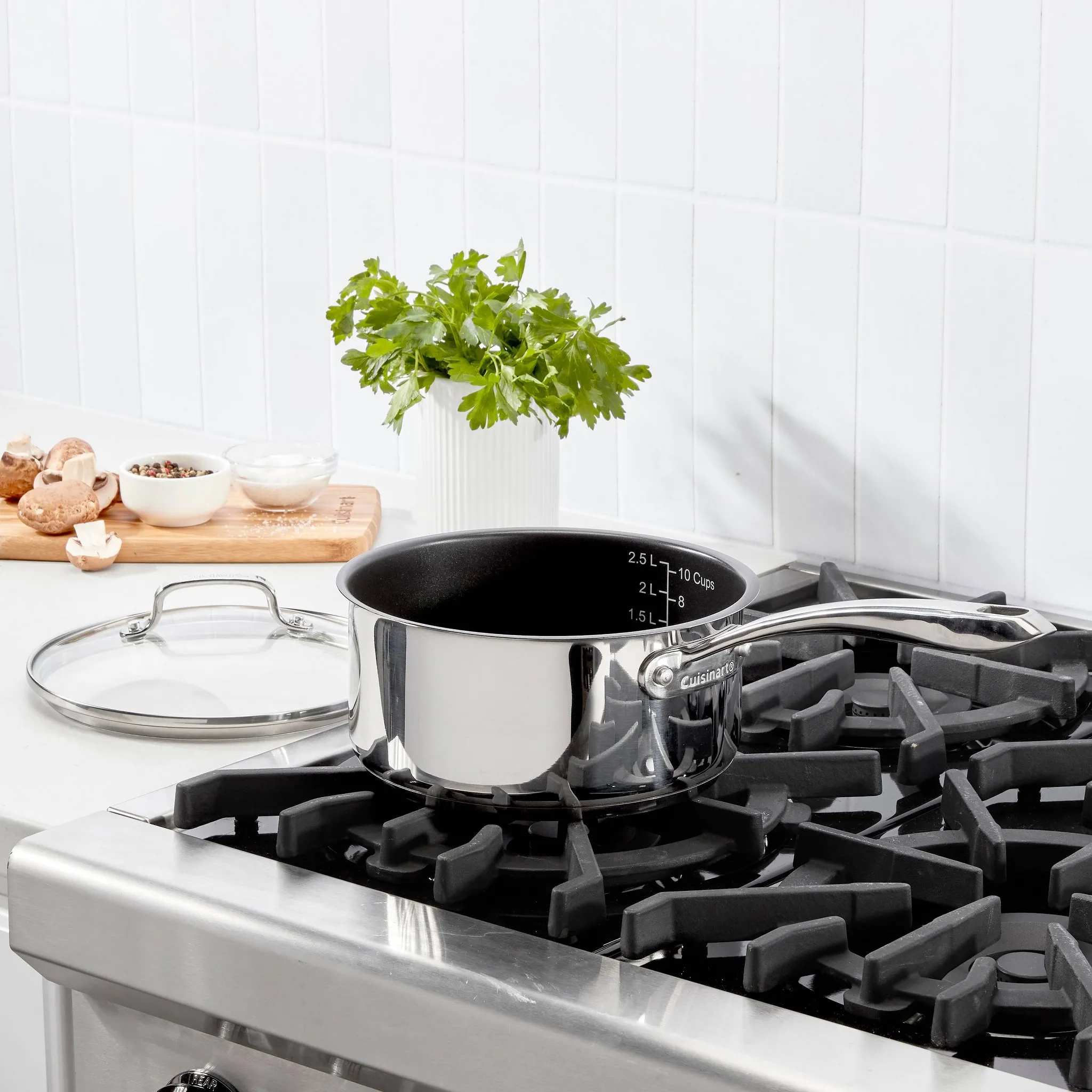 Classic 3qt Ceramic Nonstick Sauce Pan with Cover- Silver - Kaedas