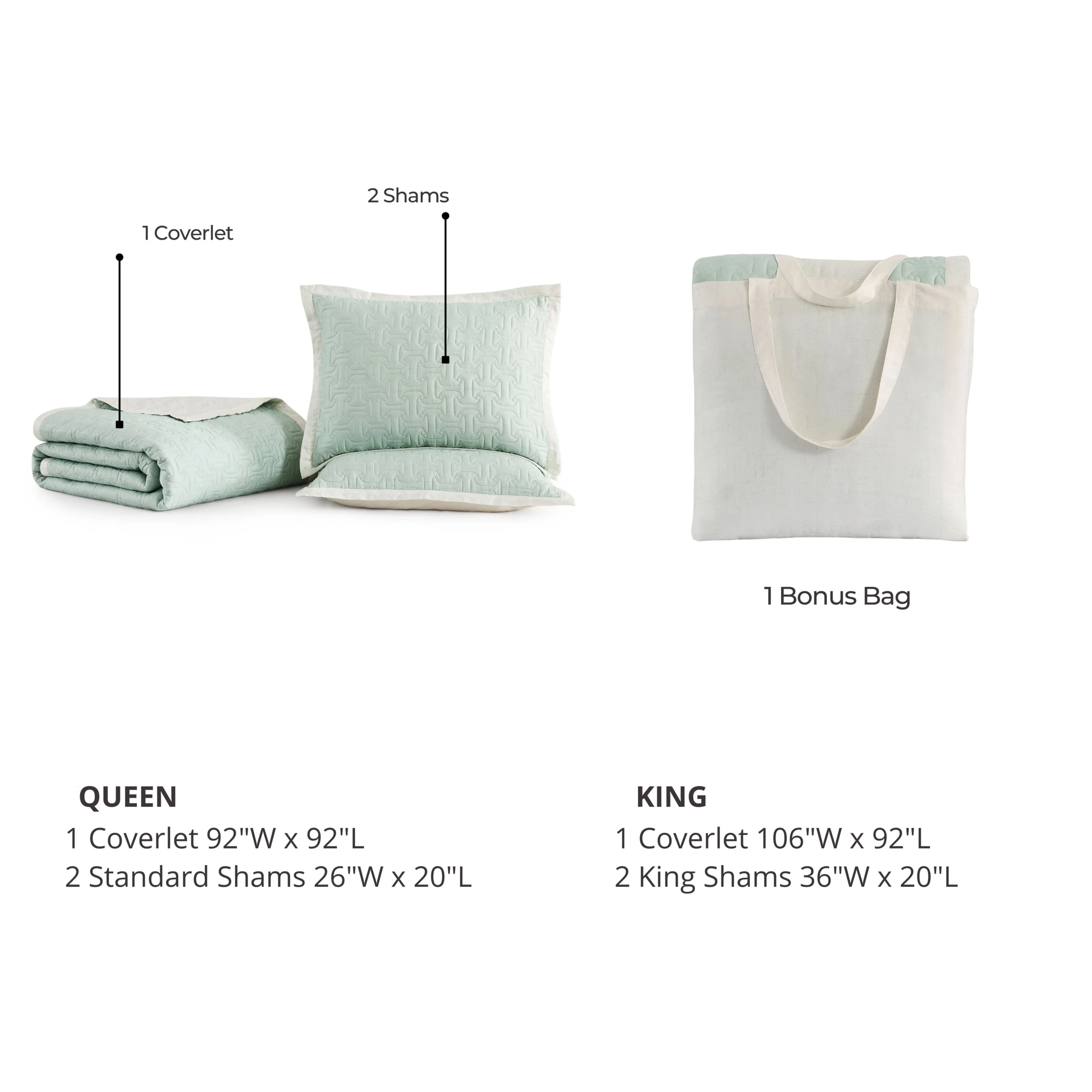 Bebejan 3 Piece Textured Quilted Coverlet Set - Kaedas