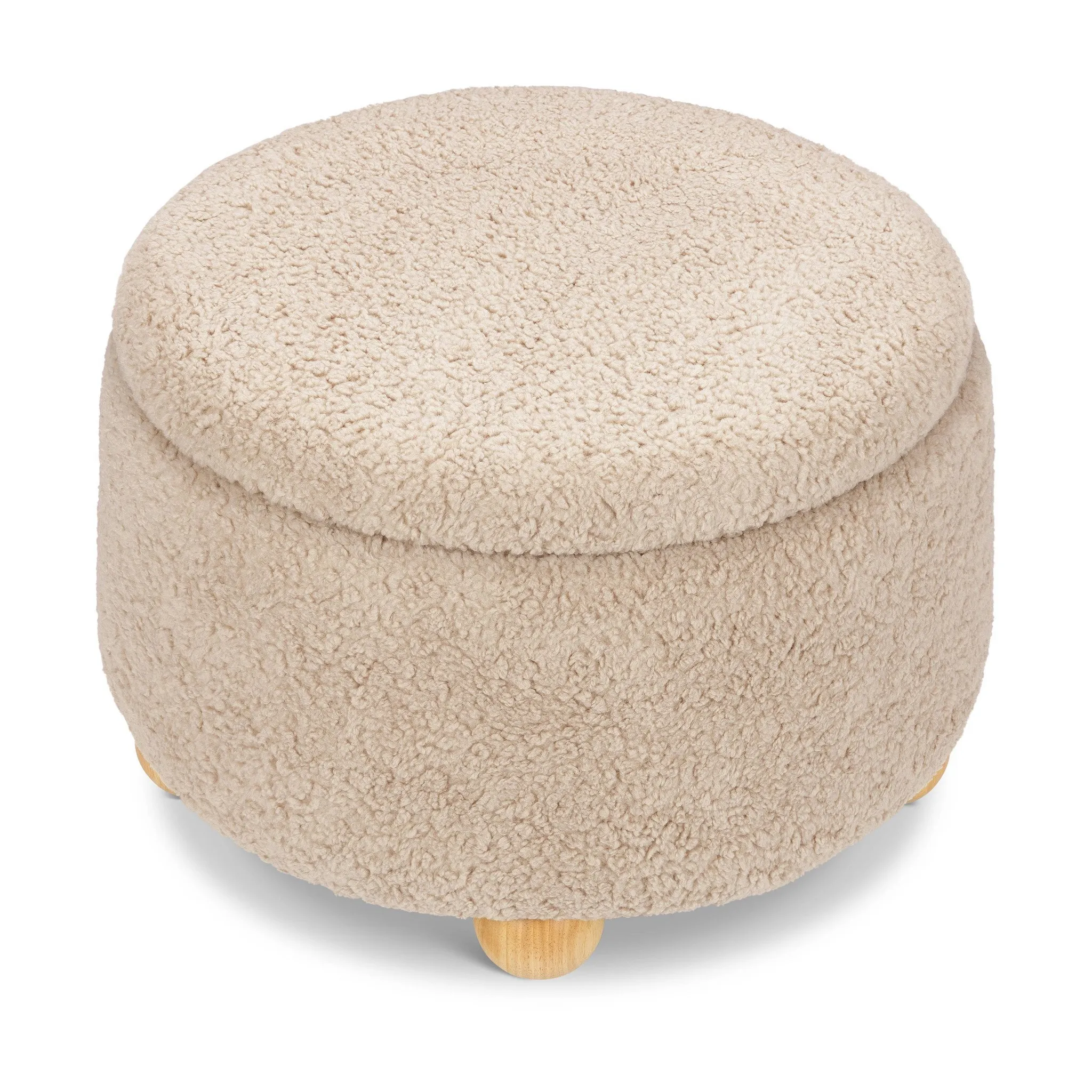 Tuffet Storage Ottoman - Chai Shearling with Honey Ball Feet - Kaedas