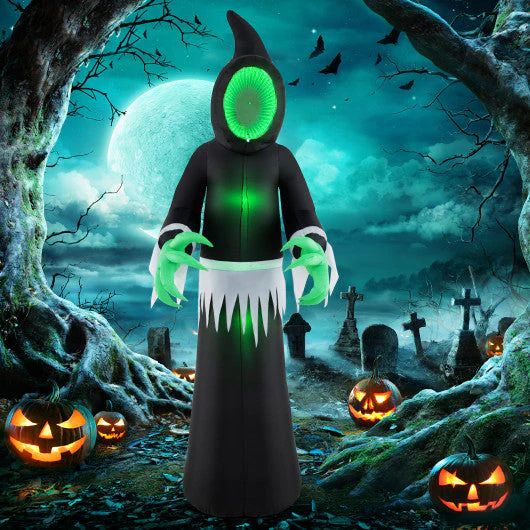 8 Feet Giant Halloween Inflatable Ghost With Built-in LED Lights and Mirror Face - Kaedas