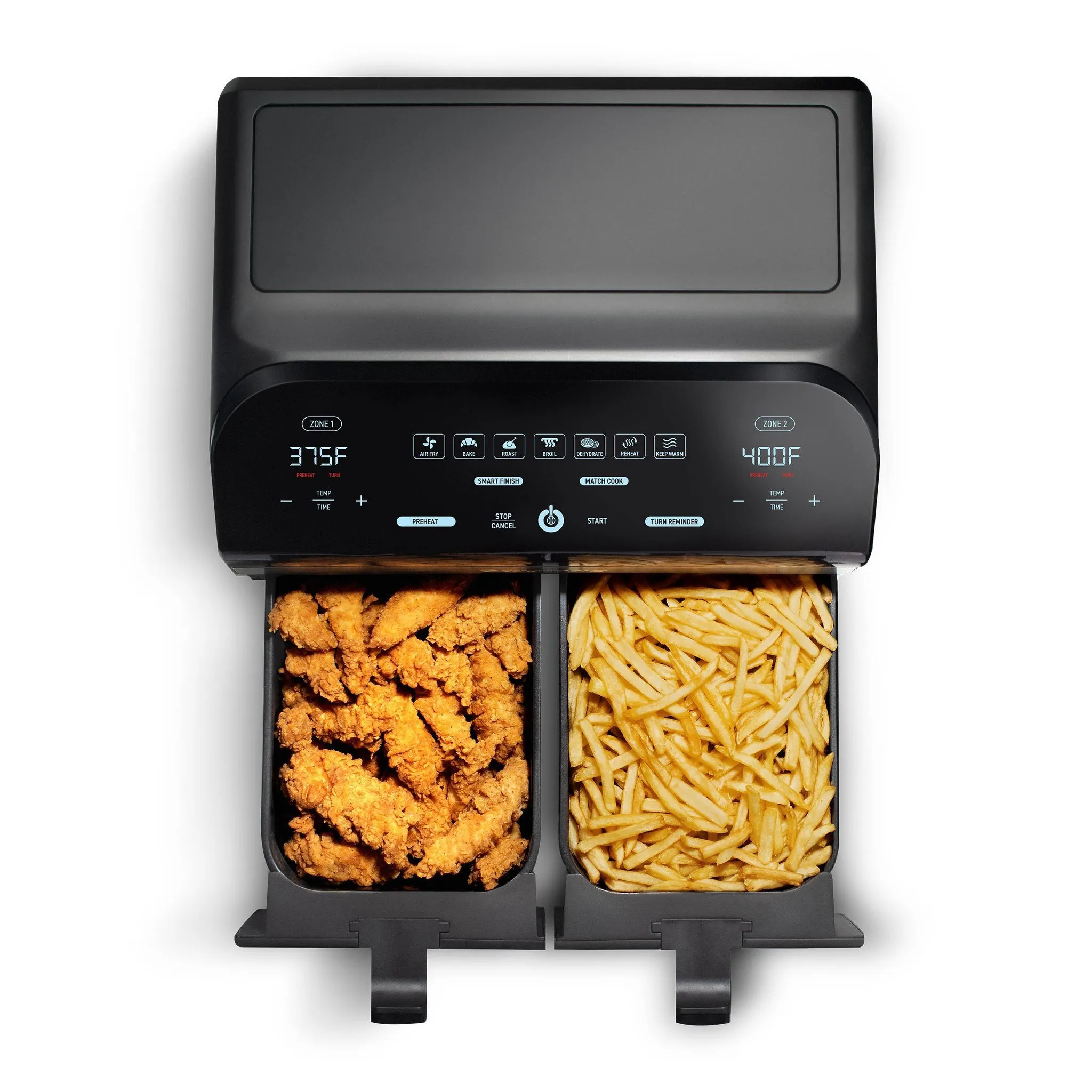 10-Qt. Dual Basket Digital Air Fryer with Smart Finish & Match Cook (See Description) - Kaedas