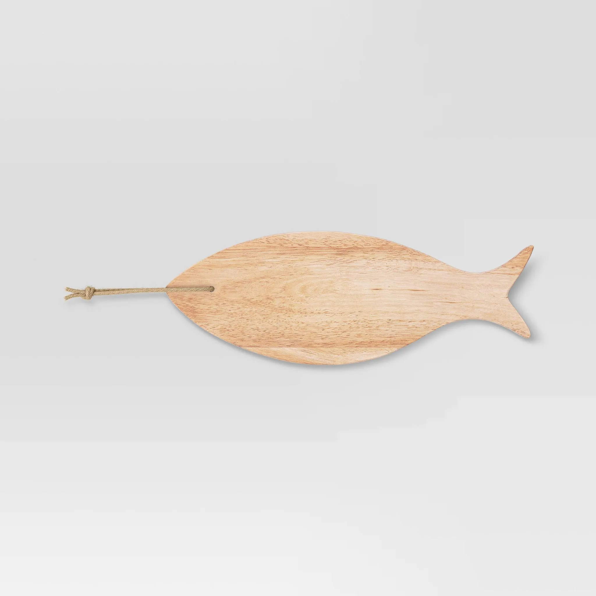 Coastal 6.5-Inch Wooden Fish-Shaped Serving Board with Rope - Kaedas