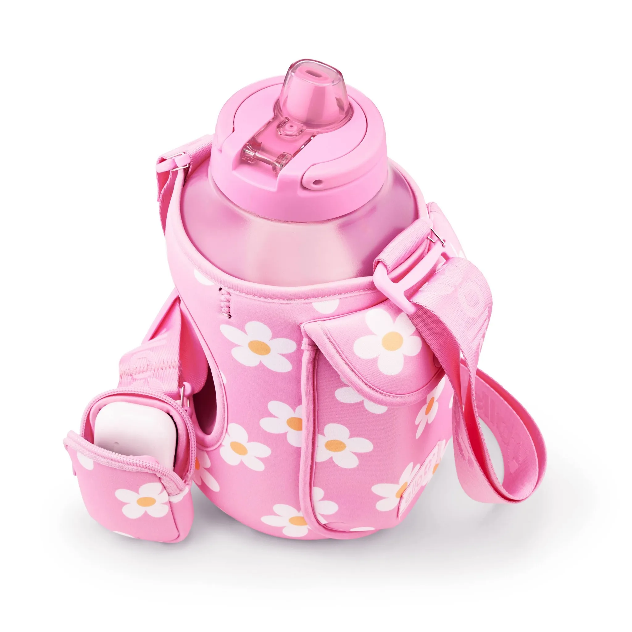 64oz Water Bottle with Bag - Pink Daisy - Kaedas