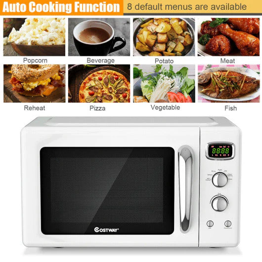 0.9 Cu.ft Retro Countertop Compact Microwave Oven-White - Kaedas
