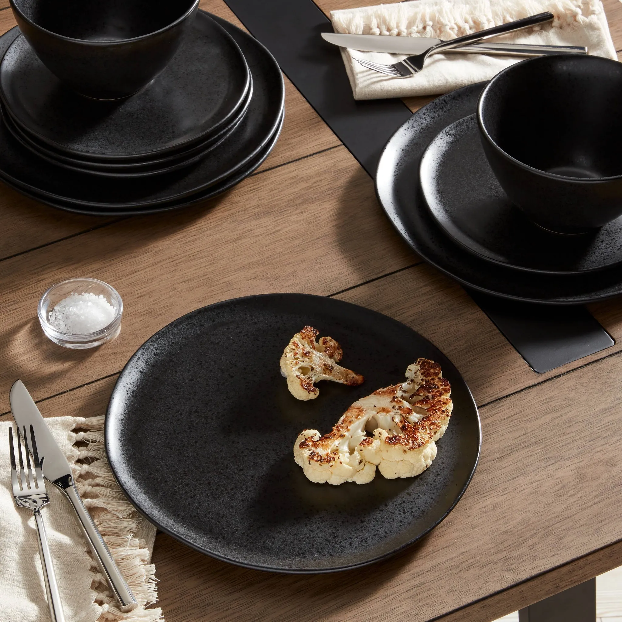 12pc Earthenware Houlton Dinnerware Set - Black - Kaedas