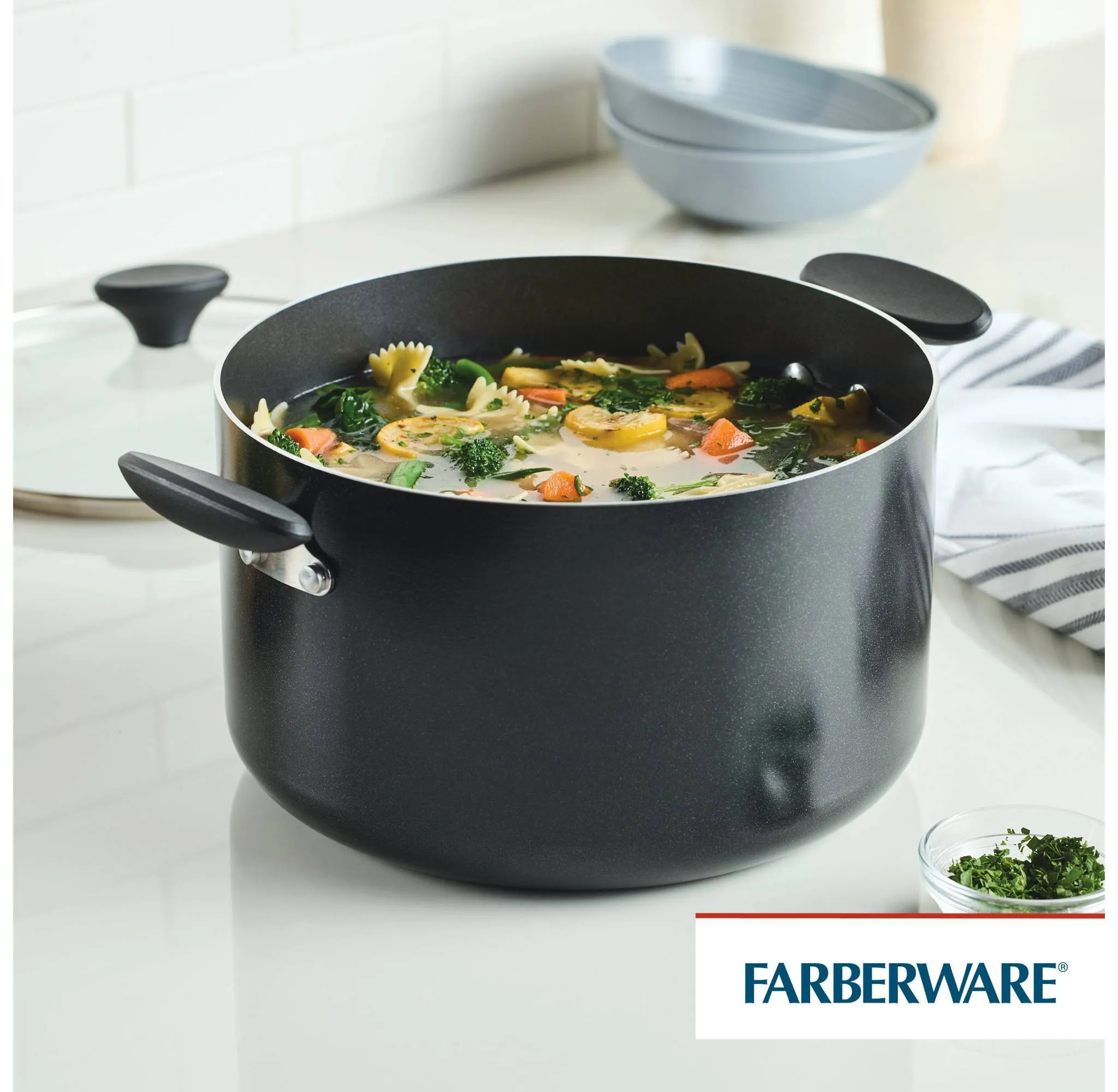 8qt Nonstick Stock Pot With Tempered Glass Lid - Kaedas