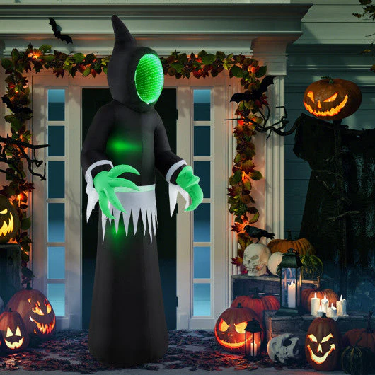 8 Feet Giant Halloween Inflatable Ghost With Built-in LED Lights and Mirror Face - Kaedas