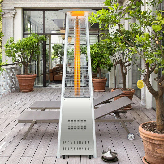 42 000 BTU Stainless Steel Pyramid Patio Heater With Wheels - Kaedas