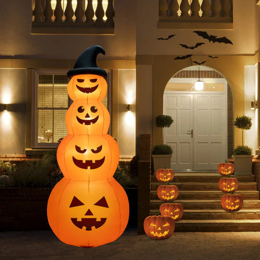 8 Feet Inflatable Halloween Pumpkins Stack With Built-in LED Lights - Kaedas