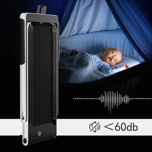 2.25HP 2 in 1 Folding Treadmill With APP Speaker Remote Control-White - Kaedas