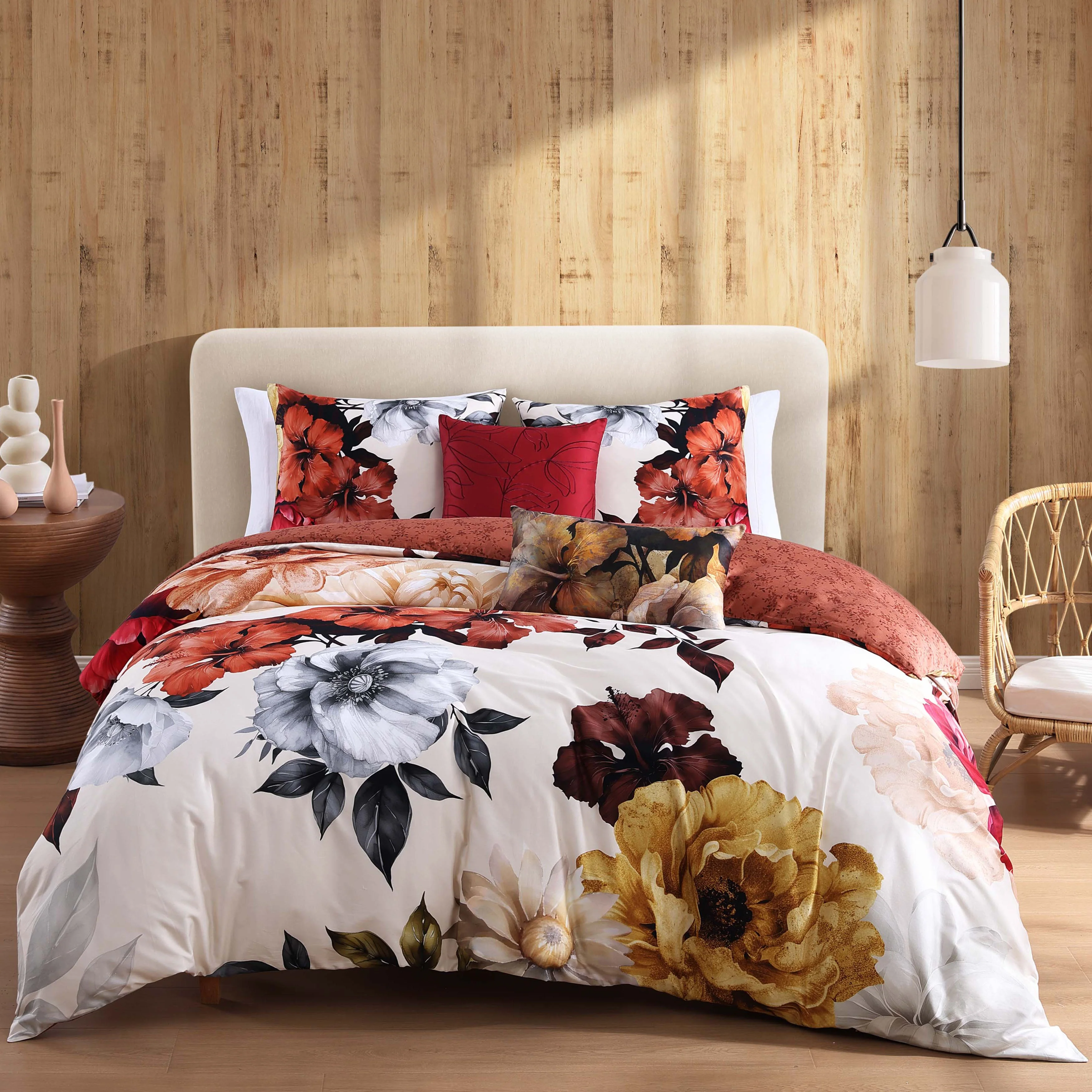 Bebejan Carnelian Flora 5 Piece Reversible Comforter Set - Kaedas