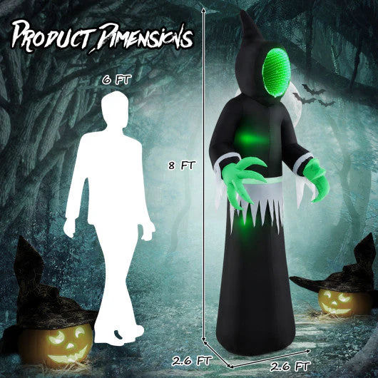 8 Feet Giant Halloween Inflatable Ghost With Built-in LED Lights and Mirror Face - Kaedas