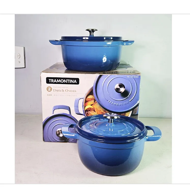 4-quart & 6-quart Enameled Cast Iron Round Dutch Oven 2-Pack - Kaedas