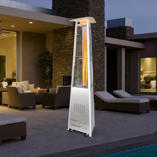 42 000 BTU Stainless Steel Pyramid Patio Heater With Wheels - Kaedas