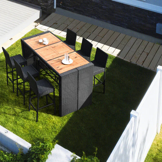 7 Pieces Patio Rattan Wicker Dining Furniture Set - Kaedas