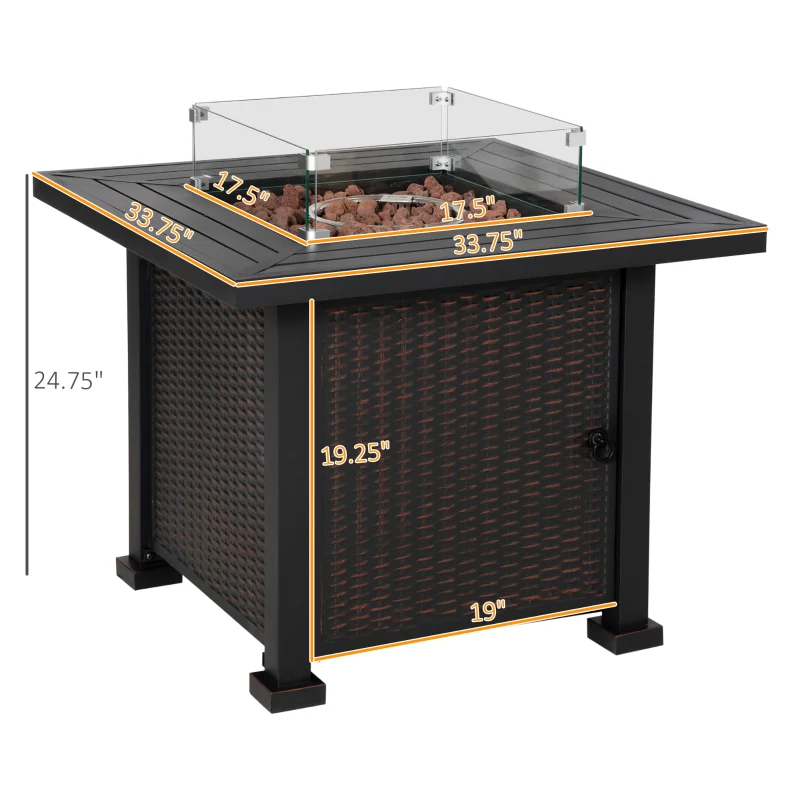 Outsunny 34 Inch Outdoor Propane Gas Fire Pit Table - Kaedas